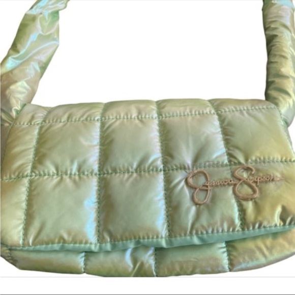 NWT Jessica Simpson Kids Small Shimmery Green Puffer Crossbody Bag Handbag Purse - Picture 4 of 9